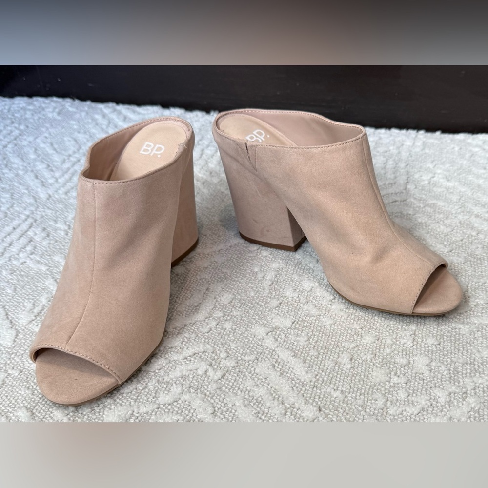BP Nude Peep-Toe Mules